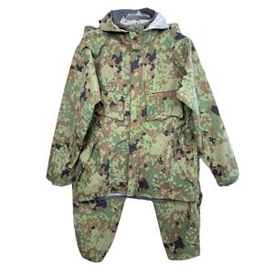 Montbell Gore-Tex Rain Suit Set Jacket + Pants Green Camo Men's Size Large NWOT